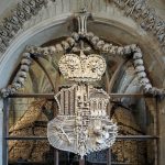 Coat-of-arms made with bones in Sedlec ossuary, Czech Republic
